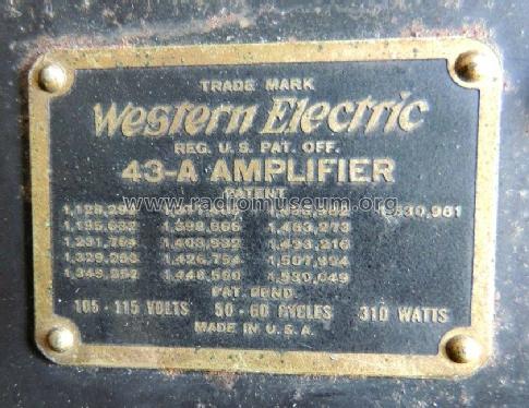 43-A Amplifier; Western Electric (ID = 1516371) Verst/Mix