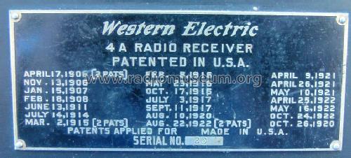 4-A ; Western Electric (ID = 1278625) Radio