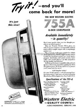 755A; Western Electric (ID = 2399275) Lautspr.-K