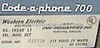 Code-A-Phone 700; Western Electric (ID = 601168) Sonido-V