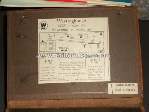 Seven Transistor H-602P7 Ch= V-2295-1; Westinghouse El. & (ID = 1588675) Radio