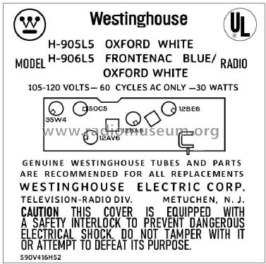 H906L5 Frontenac Blue / Oxford White; Westinghouse El. & (ID = 2916164) Radio