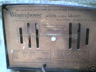 H-318T5 Ch= V-2157; Westinghouse El. & (ID = 346616) Radio