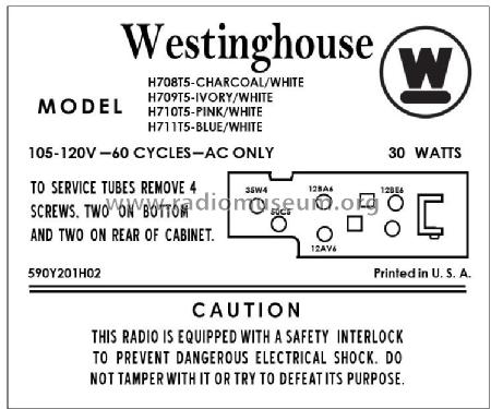 H-710T5 Ch= V-2398-2; Westinghouse El. & (ID = 2887086) Radio