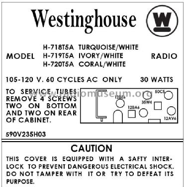 H-720T5A Ch= V-2401-3; Westinghouse El. & (ID = 2903365) Radio