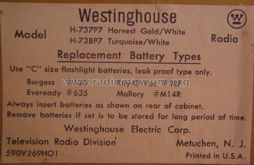 H-737P7 Ch= V-2404-1; Westinghouse El. & (ID = 651223) Radio