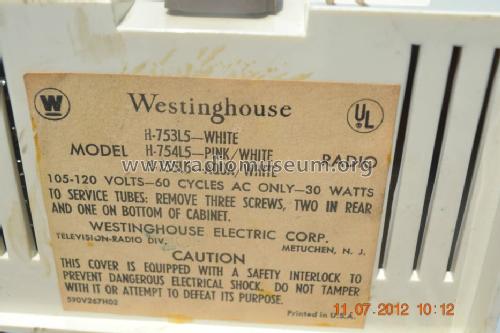 H-753L5 Ch= V-2395-3; Westinghouse El. & (ID = 1273888) Radio