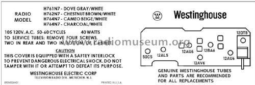 H-761N7 Ch= V-2407-1; Westinghouse El. & (ID = 2785911) Radio