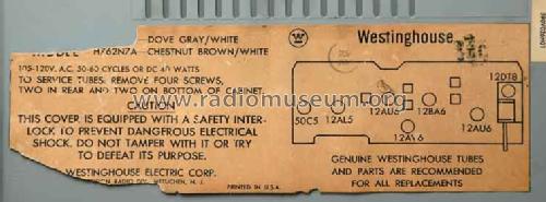 H-762N7 Ch= V-2407-1; Westinghouse El. & (ID = 913546) Radio