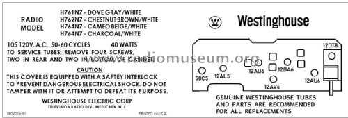 H-762N7 Ch= V-2407-1; Westinghouse El. & (ID = 2785912) Radio