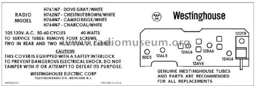 H-765N7 Ch= V-2407-2; Westinghouse El. & (ID = 2785914) Radio