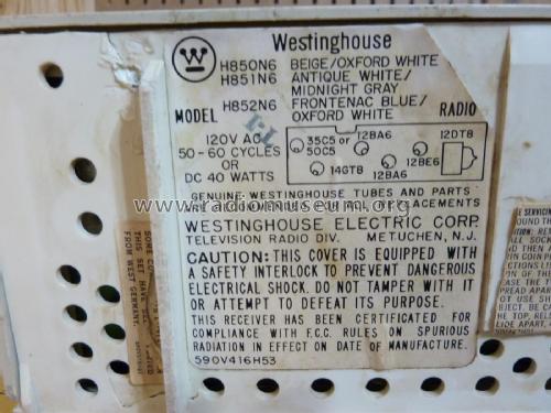 H-852N6 Ch= V-2428 ; Westinghouse El. & (ID = 2917112) Radio