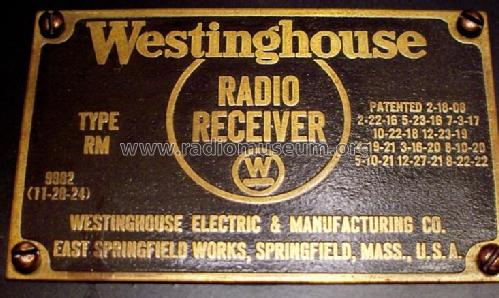 Radio Receiver Type RM; Westinghouse El. & (ID = 2802242) Radio
