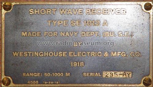 Westighouse Navy Radio SE-1012A; Westinghouse El. & (ID = 2257982) Radio