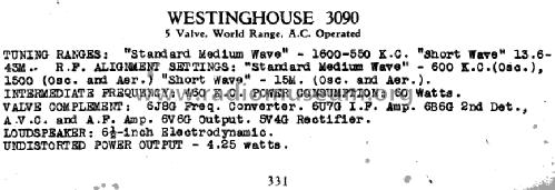 3090; Westinghouse brand, (ID = 1615432) Radio