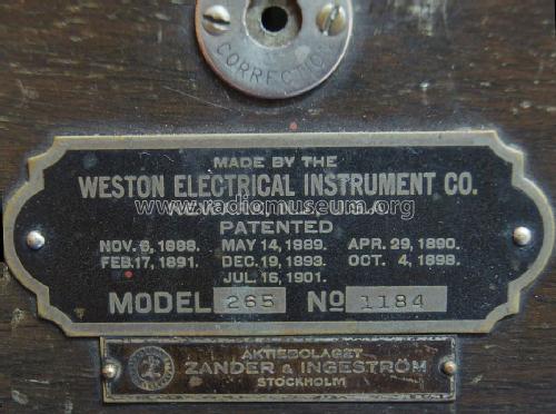 265 DC Voltmeter ; Weston Electrical (ID = 1350577) Equipment