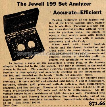 Jewell Radio Set Analyzer Pattern 199; Weston Electrical (ID = 682378) Equipment