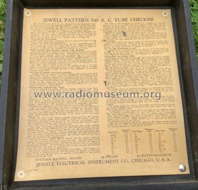 Jewell Tubechecker Pattern 540; Weston Electrical (ID = 3148816) Equipment