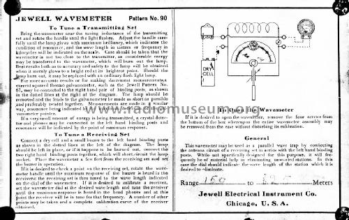 Jewell Wavemeter Pattern No. 90; Weston Electrical (ID = 1511136) Equipment