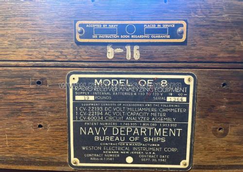 Radio Receiver Analyzing Equipment OE-8; Weston Electrical (ID = 3076664) Equipment