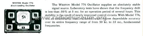 RF Oscillator 776; Weston Electrical (ID = 2173299) Equipment