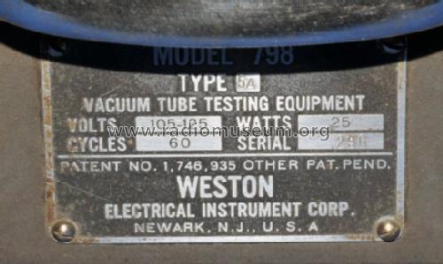 Vacuum Tube Testing Equipment 798 5A; Weston Electrical (ID = 752083) Equipment