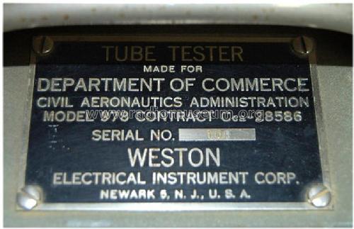 Tube Tester 978; Weston Electrical (ID = 2133821) Equipment