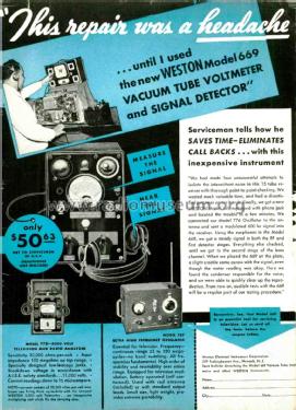 Vacuum Tube Voltmeter 669; Weston Electrical (ID = 3080163) Equipment