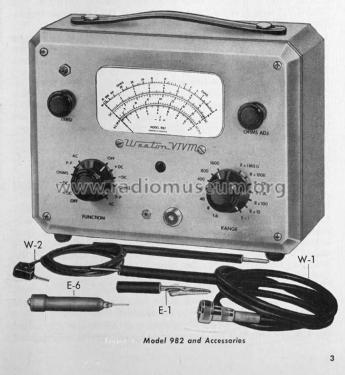 Vacuum Tube Voltmeter VTVM Model 982; Weston Electrical (ID = 3057059) Equipment