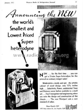 5-Tube Superheterodyne ; Westport Mfg. Co.; (ID = 2022382) Radio