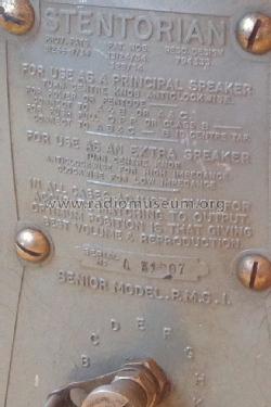 Stentorian Senior P.M.S.I.; Whiteley Electrical (ID = 1554183) Speaker-P