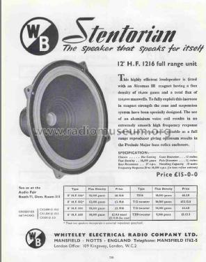 Stentorian Cone Tweeter T359; Whiteley Electrical (ID = 2833524) Speaker-P