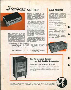 Stentorian V.H.F. Tuner Stentorian; Whiteley Electrical (ID = 2763886) Radio