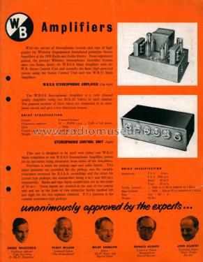 Stereophonic Control Unit W.B.; Whiteley Electrical (ID = 2763676) Ampl/Mixer