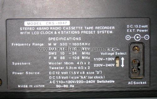 Stereo Radiorecorder CRS-1047; Wilco Sanyo Electric (ID = 1417392) Radio