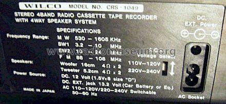 Stereo radiorecorder CRS-1049; Wilco Sanyo Electric (ID = 1237314) Radio