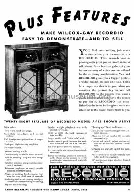 A112 ; Wilcox-Gay Corp.; (ID = 1031897) Radio