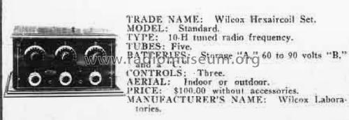 Wilcox Hexaircoil Set Standard Type 10-H; Wilcox Laboratories, (ID = 1544180) Radio