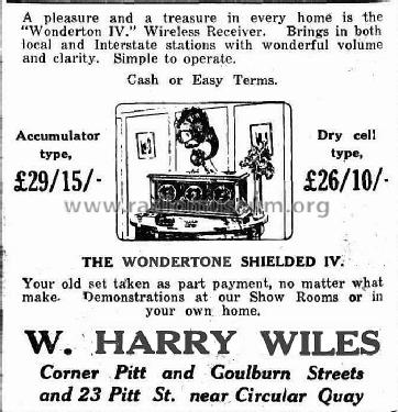 Wondertone Shielded 4 ; Wiles, W. Harry (ID = 2212246) Radio