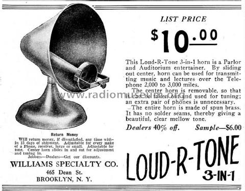 Loud-R-Tone 3-in-1 Horn ; Williams Specialty (ID = 2061879) Speaker-P