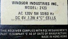 2123; Windsor Industries, (ID = 532994) Radio