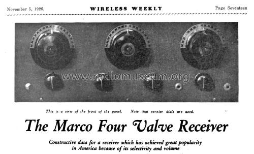 The Marco Four Valve Receiver ; Wireless Weekly (ID = 2685365) Bausatz