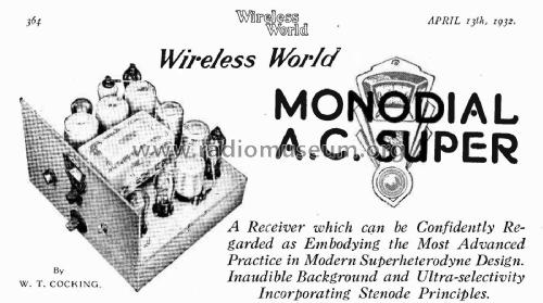 Monodial AC Super ; Wireless World; (ID = 2913420) Kit