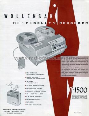 Magnetic-Tape-Recorder T1500 R-Player Wollensak 3M; St
