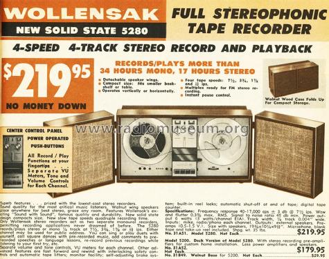 Stereophonic Tape Recorder 5280 R-Player Wollensak 3M; St.