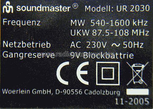 Soundmaster UR 2030; Wörlein GmbH; (ID = 2336964) Radio