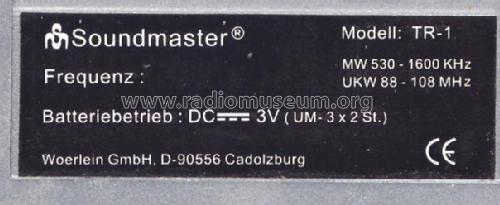 Soundmaster AM/FM 2 Bands Radio TR-1; Wörlein GmbH; (ID = 1847870) Radio