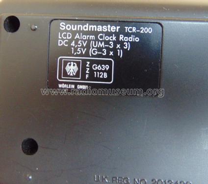 Soundmaster LCD Alarm Clock Radio TCR-200; Wörlein GmbH; (ID = 2867582) Radio