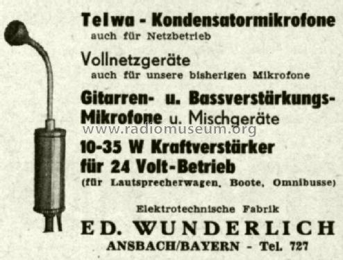 Telwa VA3; Wunderlich, (ID = 1519195) Microphone/PU