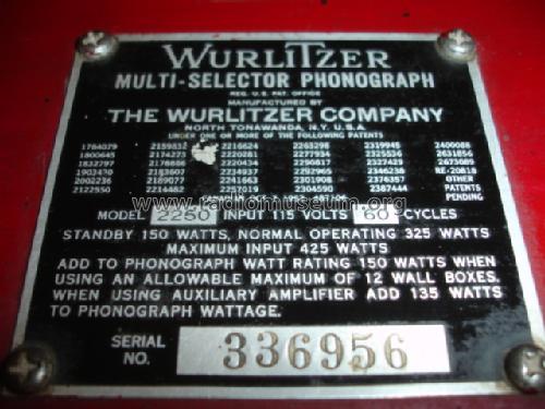 Jukebox 2250 ; Wurlitzer Co., The (ID = 1526573) Sonido-V